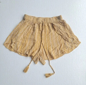 American Eagle Striped Shorts Mustard Yellow Tassel Tie Size Medium M